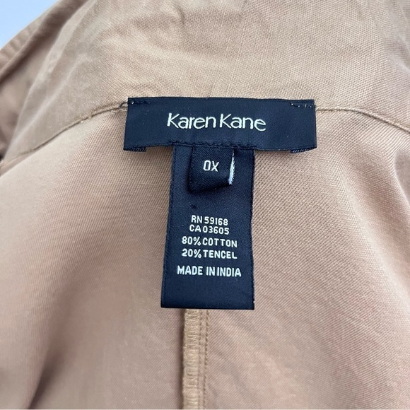 Karen Kane Camel Cinched Waist Tie Bell Sleeve Utility Zip Up Jacket 0X - Picture 13 of 15